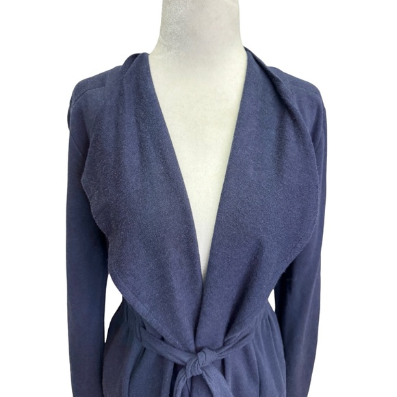 Rebecca King Deep Blue Suede Trench Cardigan Coat Size S - Picture 3 of 12